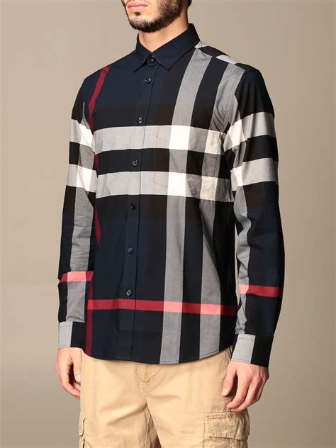 camisa burberry hombre azul|camisas Burberry.